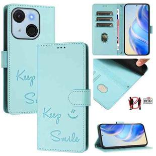 For itel A50C Smile Embossing RFID Leather Phone Case(Mint Green)