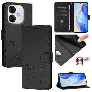 For itel A80 4G Smile Embossing RFID Leather Phone Case(Black)