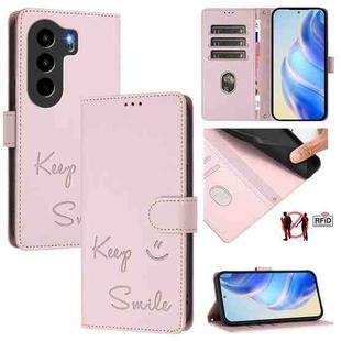 For itel Power 70 Smile Embossing RFID Leather Phone Case(Pink)