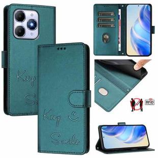 For itel A90 4G Smile Embossing RFID Leather Phone Case(Peacock Green)