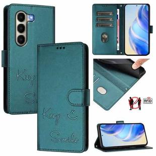 For itel A95 5G Smile Embossing RFID Leather Phone Case(Peacock Green)