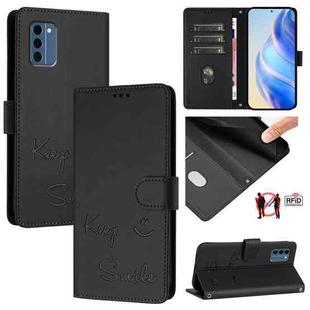 For Nokia C300 Smile Embossing RFID Leather Phone Case(Black)