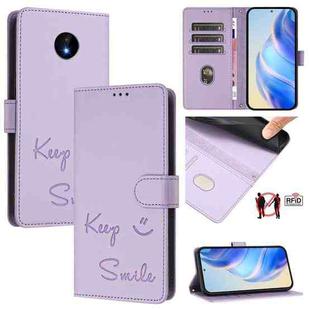 For Nokia C10 / C20 Smile Embossing RFID Leather Phone Case(Light Purple)