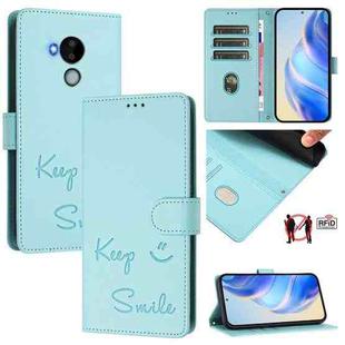 For Nokia C30 Smile Embossing RFID Leather Phone Case(Mint Green)
