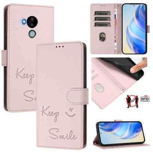 For Nokia C30 Smile Embossing RFID Leather Phone Case(Pink)