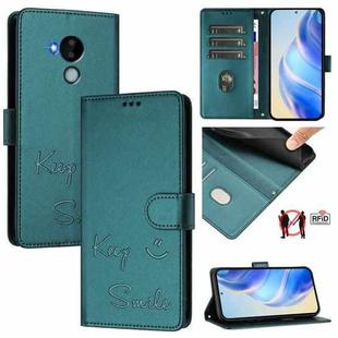 For Nokia C30 Smile Embossing RFID Leather Phone Case(Peacock Green)