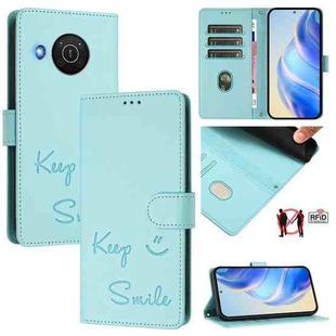 For Nokia X20 / X10 Smile Embossing RFID Leather Phone Case(Mint Green)