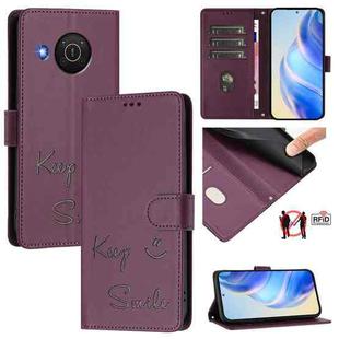 For Nokia X20 / X10 Smile Embossing RFID Leather Phone Case(Violet)