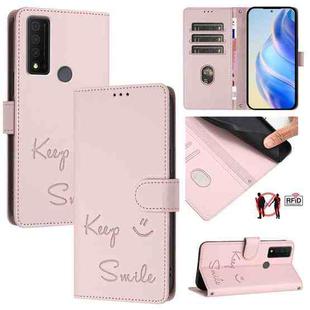 For TCL 30 XE 5G Smile Embossing RFID Leather Phone Case(Pink)