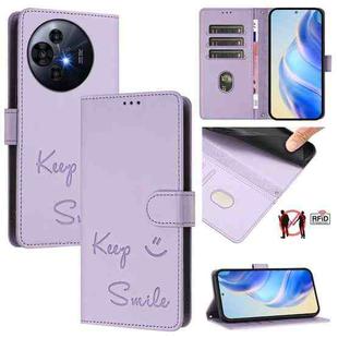 For TCL 50 Pro NxtPaper Smile Embossing RFID Leather Phone Case(Light Purple)