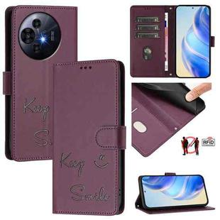 For TCL 50 Pro NxtPaper Smile Embossing RFID Leather Phone Case(Violet)