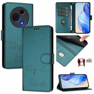 For TCL 60 NxtPaper Smile Embossing RFID Leather Phone Case(Peacock Green)