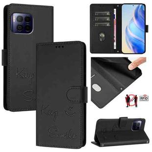 For T-Mobile REVVL 7 Pro 5G Smile Embossing RFID Leather Phone Case(Black)