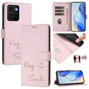 For HMD Skyline Smile Embossing RFID Leather Phone Case(Pink)