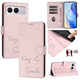 For OnePlus Nord 4 5G Smile Embossing RFID Leather Phone Case(Pink)