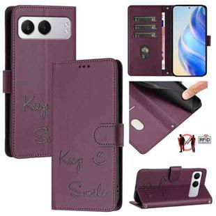 For OnePlus Nord 4 5G Smile Embossing RFID Leather Phone Case(Violet)