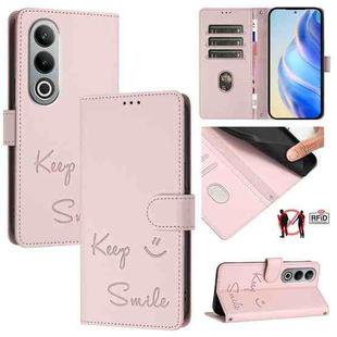 For OnePlus Nord CE4 Smile Embossing RFID Leather Phone Case(Pink)