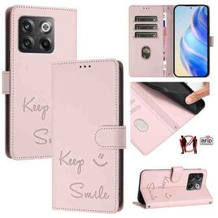 For OnePlus Ace Pro / 10T Smile Embossing RFID Leather Phone Case(Pink)