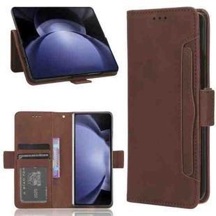 For Samsung Galaxy Z Fold6 Skin Feel Calf Texture Card Slots Leather Phone Case(Brown)