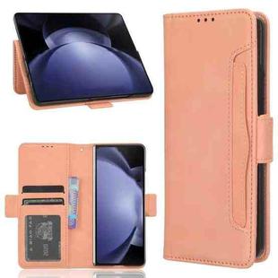 For Samsung Galaxy Z Fold6 with Pen Slot Skin Feel Calf Texture Card Slots Leather Phone Case(Pink)