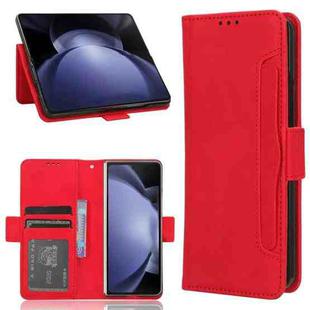 For Samsung Galaxy Z Fold6 with Pen Slot Skin Feel Calf Texture Card Slots Leather Phone Case(Red)