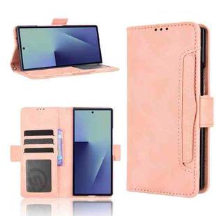 For Samsung Galaxy Z Fold7 Skin Feel Calf Texture Card Slots Leather Phone Case(Pink)