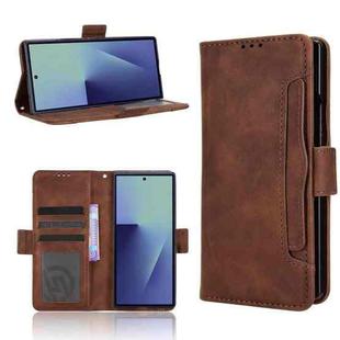 For Samsung Galaxy Z Fold7 Skin Feel Calf Texture Card Slots Leather Phone Case(Brown)