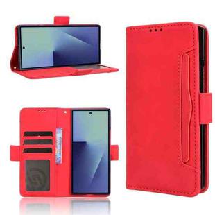 For Samsung Galaxy Z Fold7 with Pen Slot Skin Feel Calf Texture Card Slots Leather Phone Case(Red)