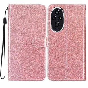 For Honor 200 Glitter Powder Flip Leather Phone Case(Rose Gold)