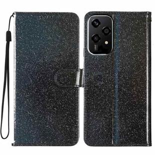 For Honor 200 Lite Global Glitter Powder Flip Leather Phone Case(Black)