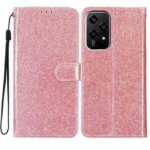 For Honor 200 Lite Global Glitter Powder Flip Leather Phone Case(Rose Gold)