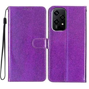 For Honor 200 Lite Global Glitter Powder Flip Leather Phone Case(Purple)