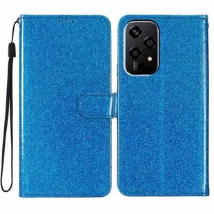 For Honor 200 Lite Global Glitter Powder Flip Leather Phone Case(Blue)