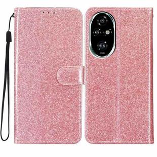 For Honor 200 Pro Glitter Powder Flip Leather Phone Case(Rose Gold)