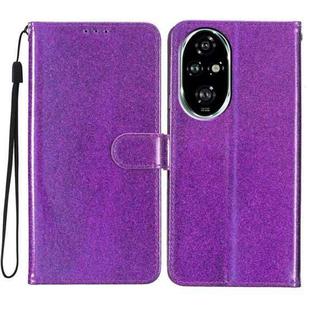 For Honor 200 Pro Glitter Powder Flip Leather Phone Case(Purple)