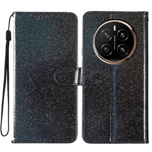For Honor Magic7 Glitter Powder Flip Leather Phone Case(Black)