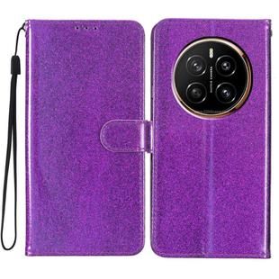 For Honor Magic7 Glitter Powder Flip Leather Phone Case(Purple)