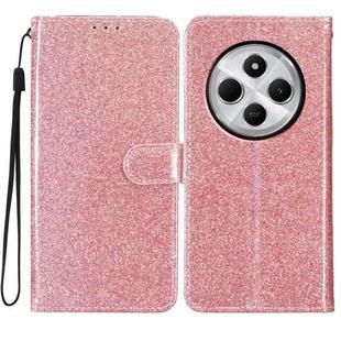 For Redmi A4 5G Glitter Powder Flip Leather Phone Case(Rose Gold)