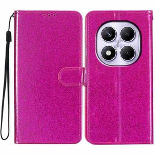 For Redmi Note 14 Pro 4G Glitter Powder Flip Leather Phone Case(Rose Red)