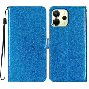 For Redmi Note 14 4G 163.25mm Glitter Powder Flip Leather Phone Case(Blue)