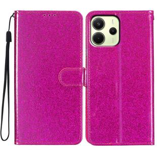 For Redmi Note 14 4G 164.84mm Glitter Powder Flip Leather Phone Case(Rose Red)