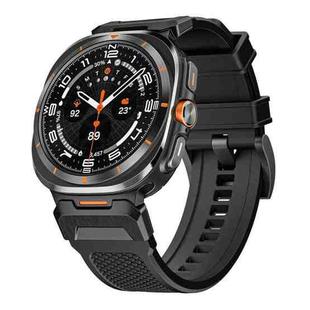 For Samsung Galaxy Watch Ultra 47mm Black Steel Buckle Rubber Quick Release Watch Band(Black)