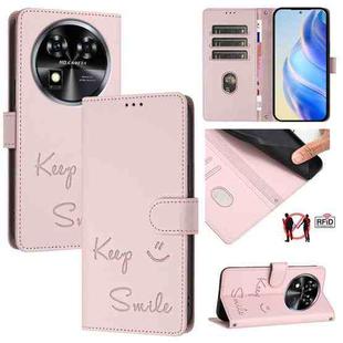 For Oukitel C37 Smile Embossing RFID Leather Phone Case(Pink)