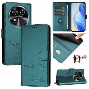 For Oukitel C37 Smile Embossing RFID Leather Phone Case(Peacock Green)