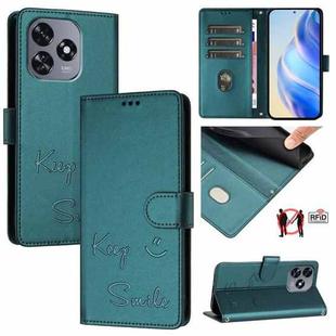 For Oukitel C51 Smile Embossing RFID Leather Phone Case(Peacock Green)