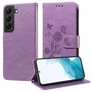 For Samsung Galaxy S21+ 5G Embossed Butterfly Flowers Leather Phone Case(Purple)