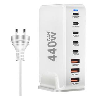 440W GaN USB Power Adapter Travel Charger with 3 x USB, 5 x PD Port, Plug:AU Plug(White)