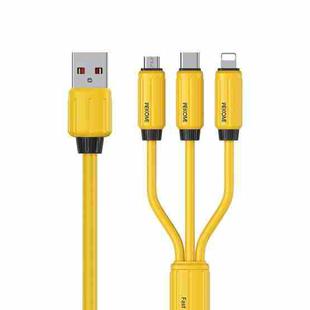 WK WDC-30 Elastic Silicone 1.2m 66W USB to 8 Pin / Type-C / Micro USB Fast Charging Data Cable(Yellow)