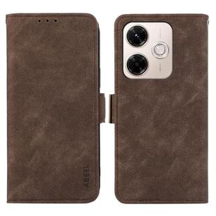 For Redmi 13X ABEEL Frosted Magnetic RFID Leather Phone Case(Brown)