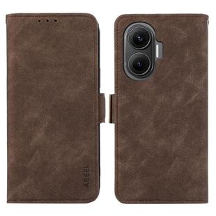 For Redmi Turbo 4 Pro ABEEL Frosted Magnetic RFID Leather Phone Case(Brown)